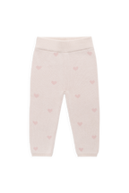 Legging en Coton Jacquard Cœur Rose Doux avec Ceinture Élastique Chaleur Douillette pour Filles 0M–5A