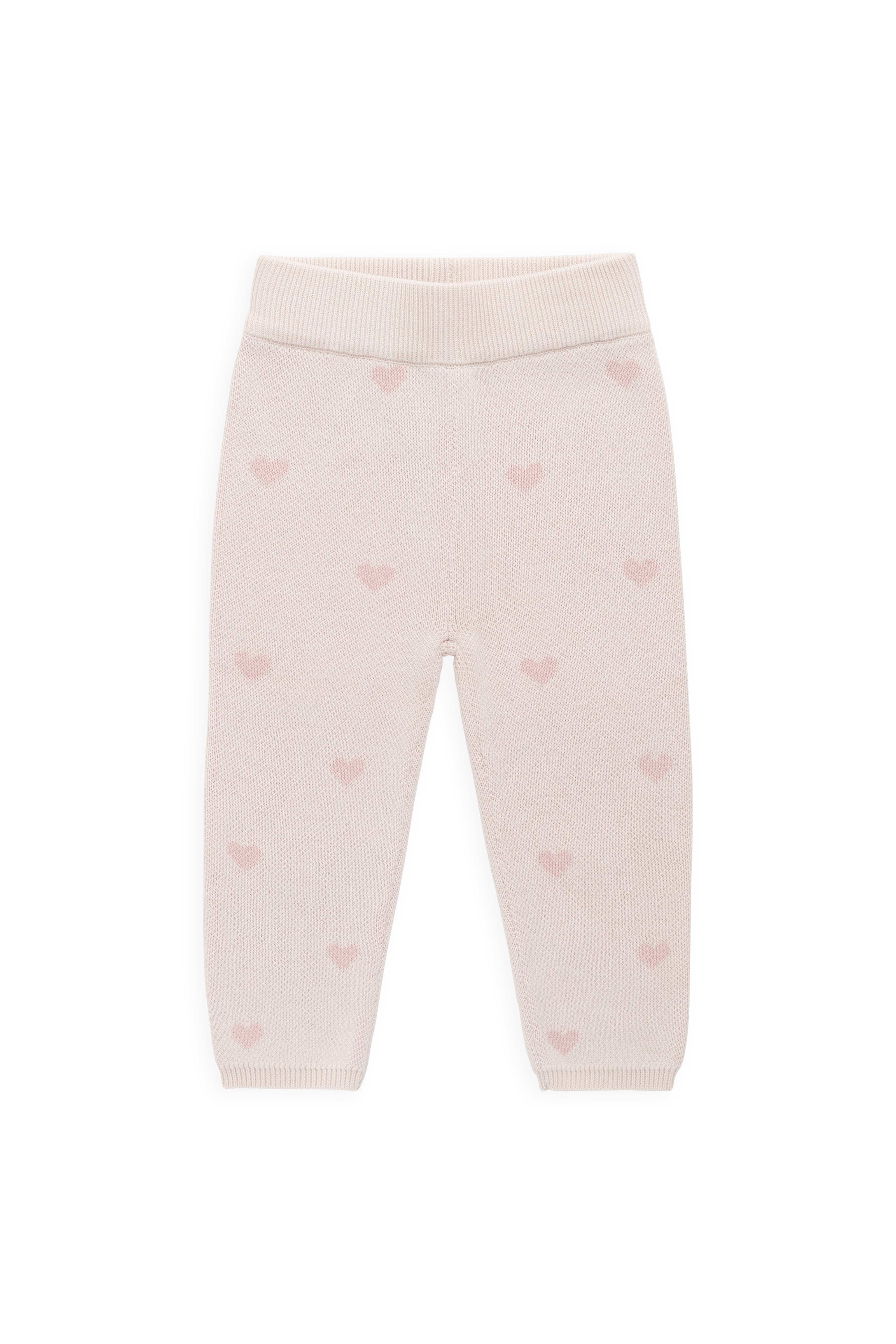 Legging en Coton Jacquard Cœur Rose Doux avec Ceinture Élastique Chaleur Douillette pour Filles 0M–5A