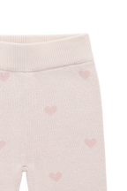 Legging en Coton Jacquard Cœur Rose Doux avec Ceinture Élastique Chaleur Douillette pour Filles 0M–5A