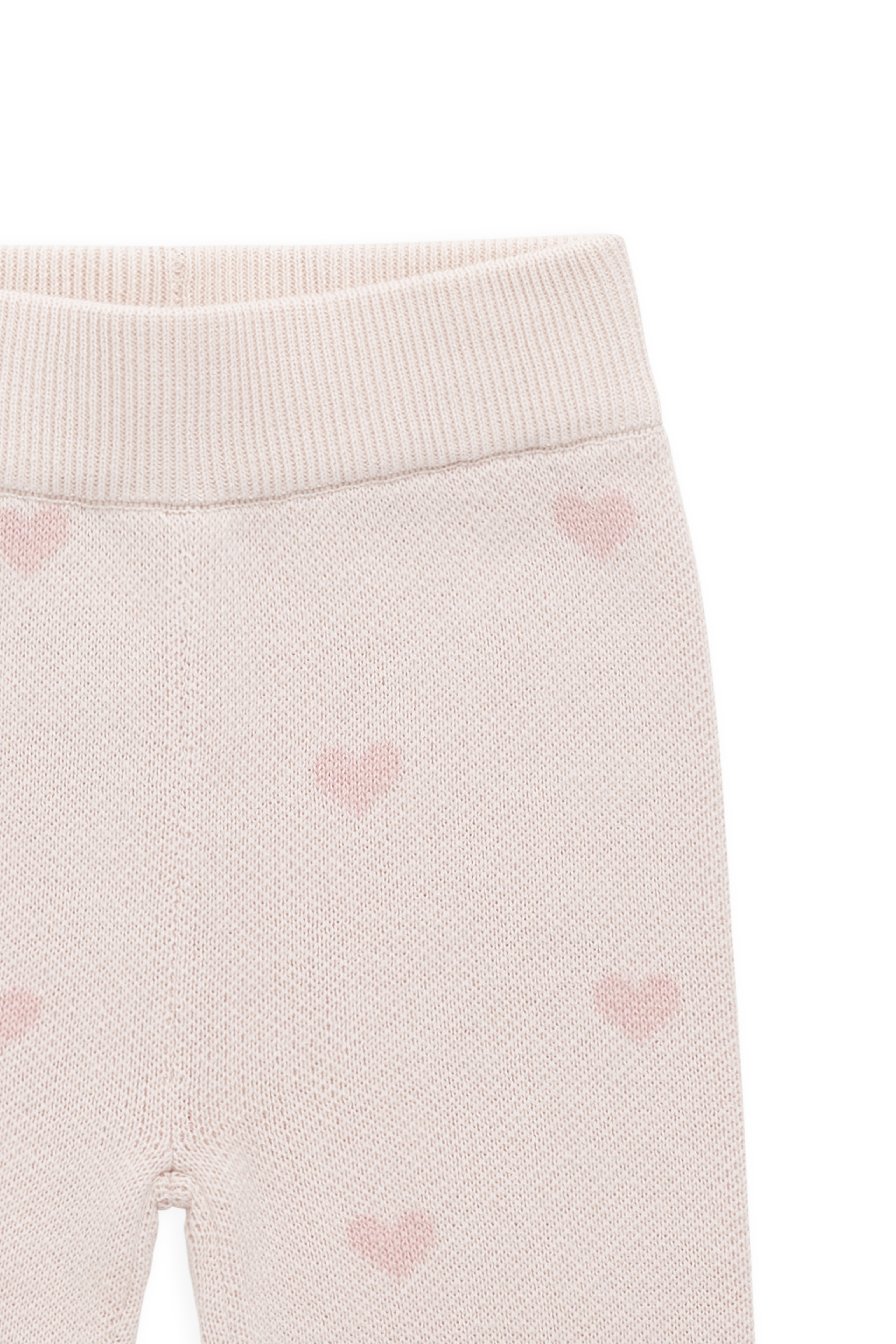 Legging en Coton Jacquard Cœur Rose Doux avec Ceinture Élastique Chaleur Douillette pour Filles 0M–5A