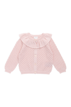 Cardigan en Coton Tricoté Rose Uni avec Boutons sur le Devant et Détails Nervurés pour Filles 0M-10A