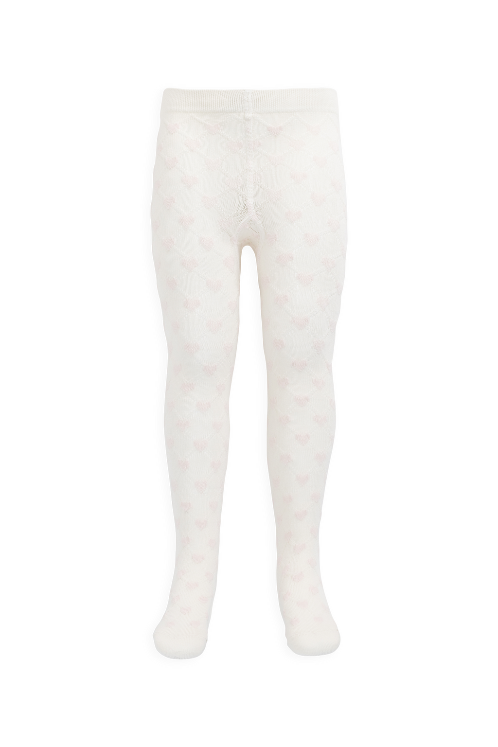 Collant Jacquard Cœur Neutre Délicat en Coton Peigné Extensible Certifié Oeko-Tex pour Filles NB–10 Ans