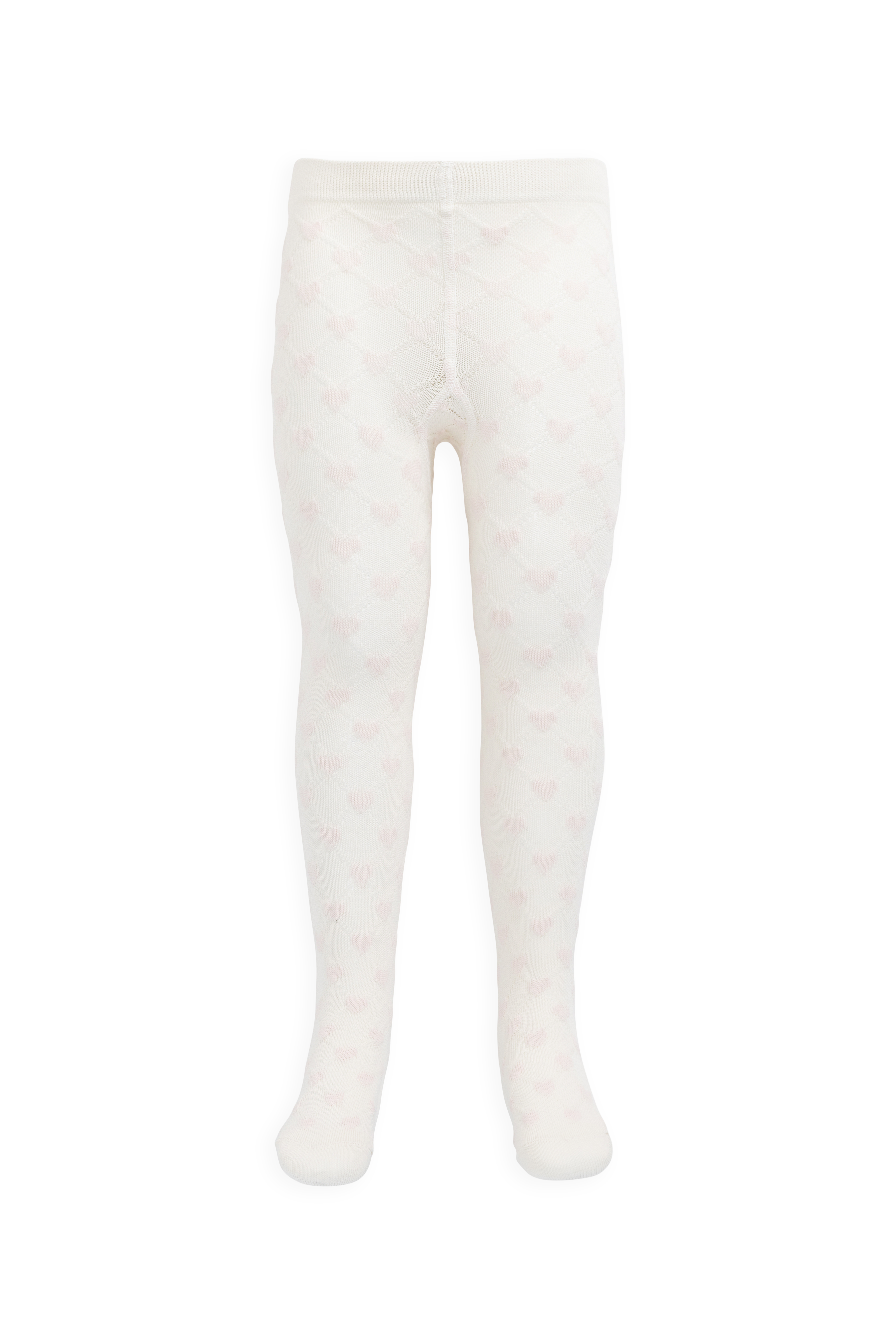 Collant Jacquard Cœur Neutre Délicat en Coton Peigné Extensible Certifié Oeko-Tex pour Filles NB–10 Ans