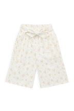 Pantalon large en coton biologique à imprimé floral parchemin romantique avec nœud à la taille pour filles de 6 mois à 10 ans