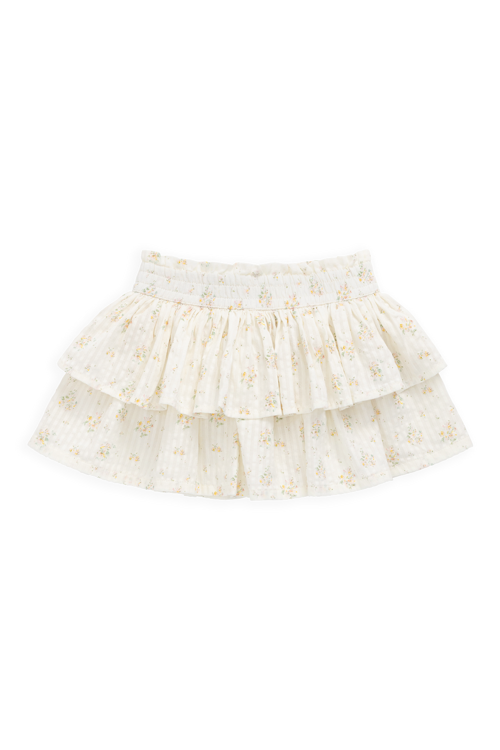 Jupe étagée en coton biologique à imprimé floral parchemin romantique avec design superposé féminin pour filles 6M–10A