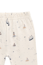 Legging en coton biologique pour enfants (naissance-6 ans) avec imprimé de voiliers nautiques et ceinture élastique