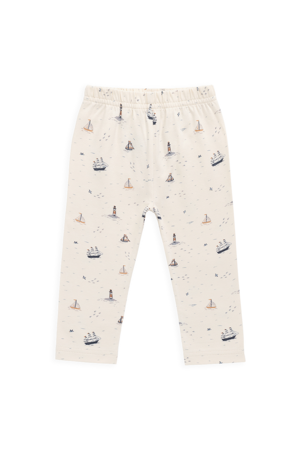 Legging en coton biologique pour enfants (naissance-6 ans) avec imprimé de voiliers nautiques et ceinture élastique