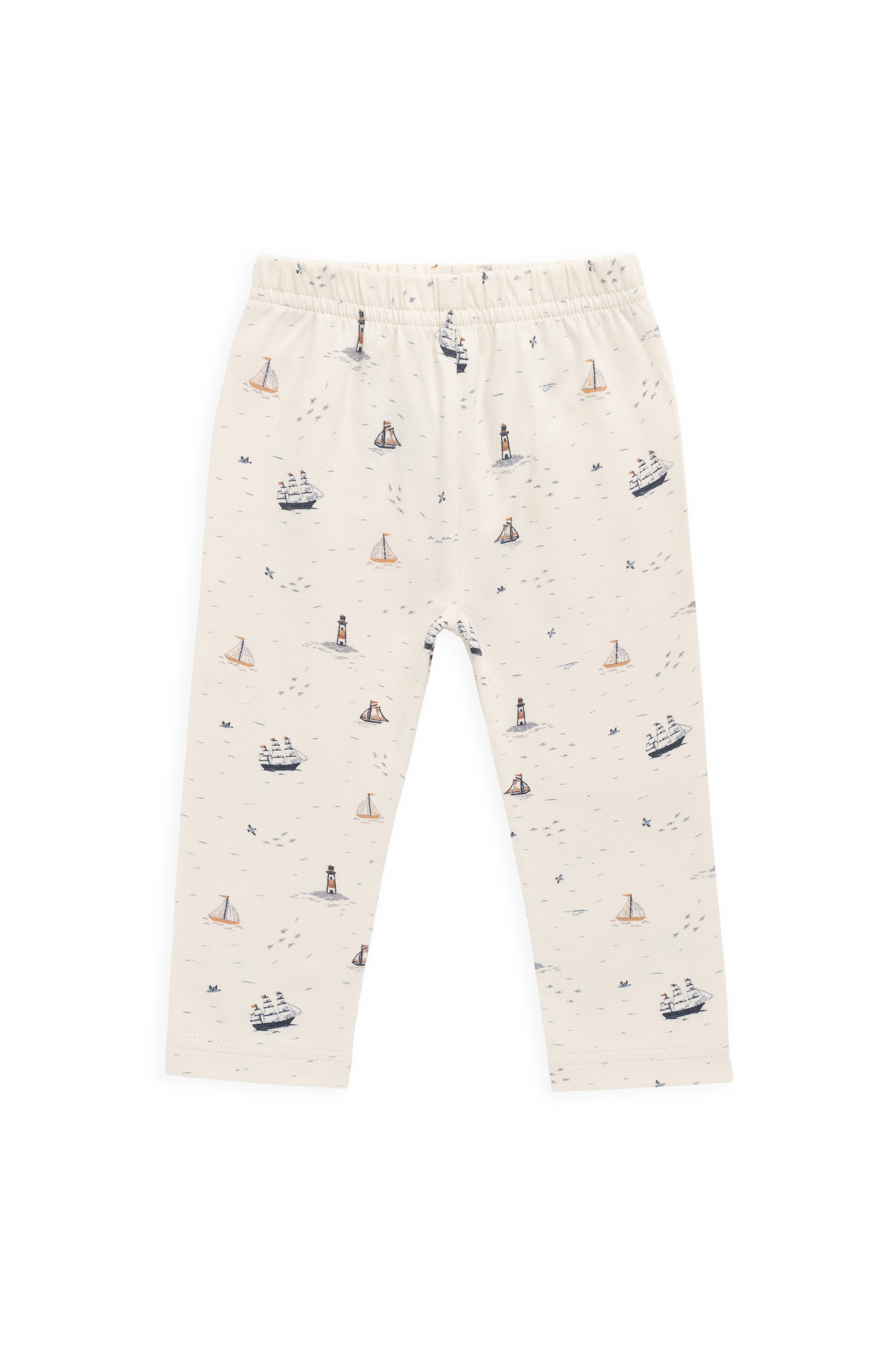 Legging en coton biologique pour enfants (naissance-6 ans) avec imprimé de voiliers nautiques et ceinture élastique