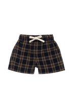 Short classique à carreaux Woodland en coton biologique pour enfants de 6 mois à 8 ans, coupe décontractée avec lien décoratif à la taille