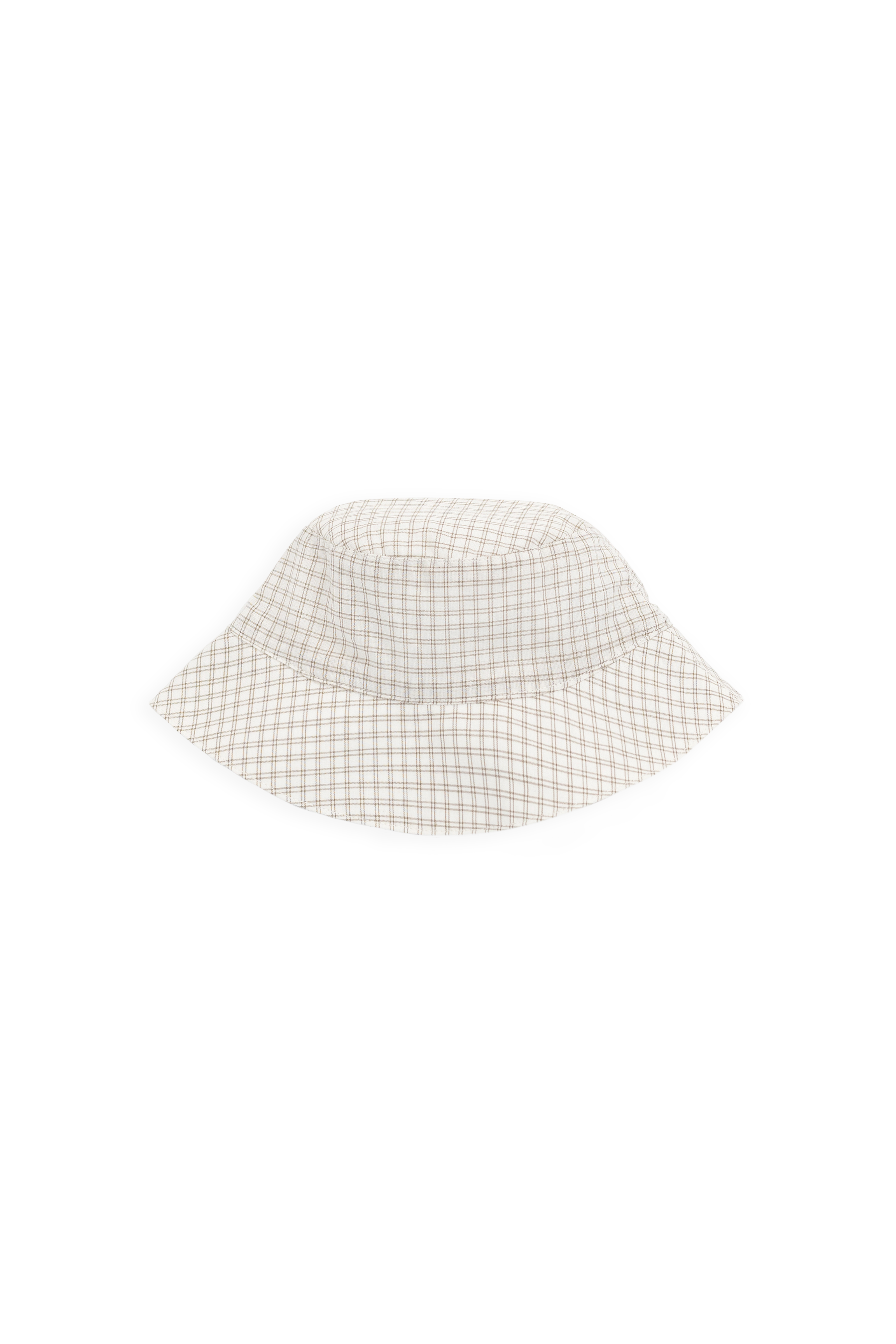 Bob en coton bio à motif Prince de Galles intemporel coloris pécane avec bord respirant, idéal pour les journées ensoleillées