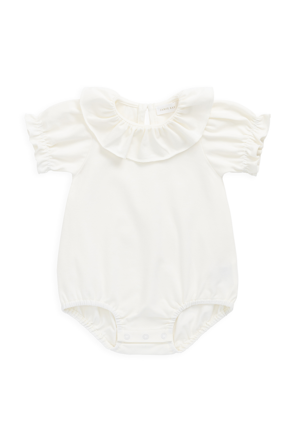 Body en Coton Pima Uni Parchemin Élégant avec Manches Bouffantes et Col Volanté pour Bébés Filles 0M–3A