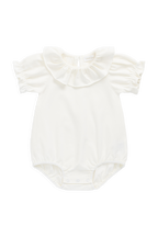 Body en Coton Pima Uni Parchemin Élégant avec Manches Bouffantes et Col Volanté pour Bébés Filles 0M–3A
