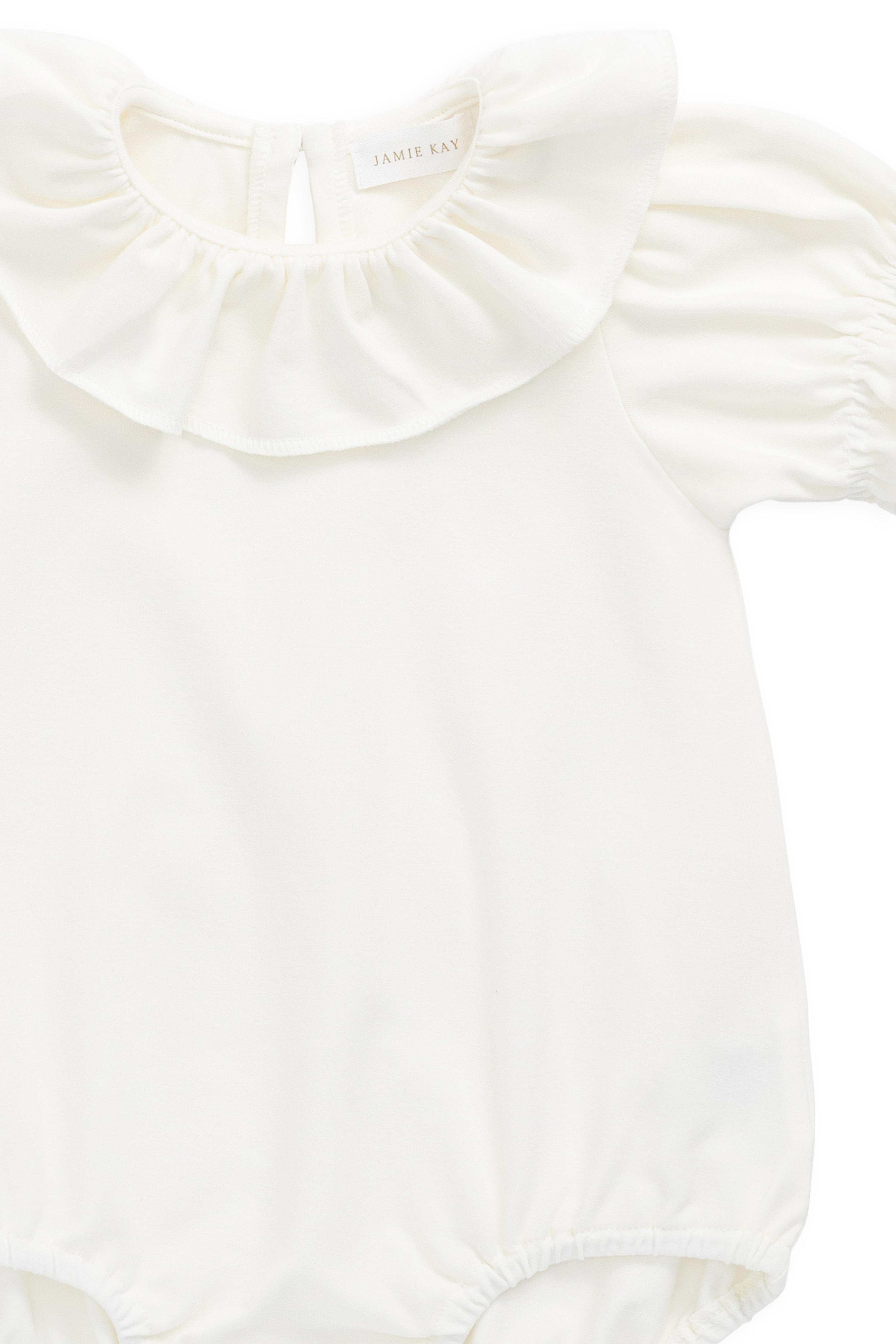 Body en Coton Pima Uni Parchemin Élégant avec Manches Bouffantes et Col Volanté pour Bébés Filles 0M–3A