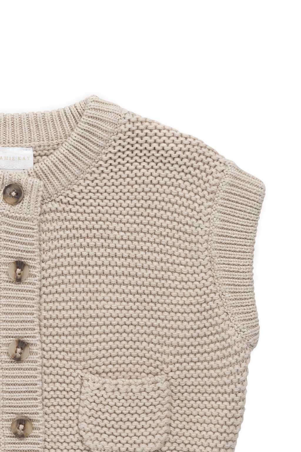 Gilet en tricot de coton uni avec fermeture boutonnée et poche pour enfants de 0 à 8 ans