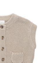 Gilet en tricot de coton uni avec fermeture boutonnée et poche pour enfants de 0 à 8 ans