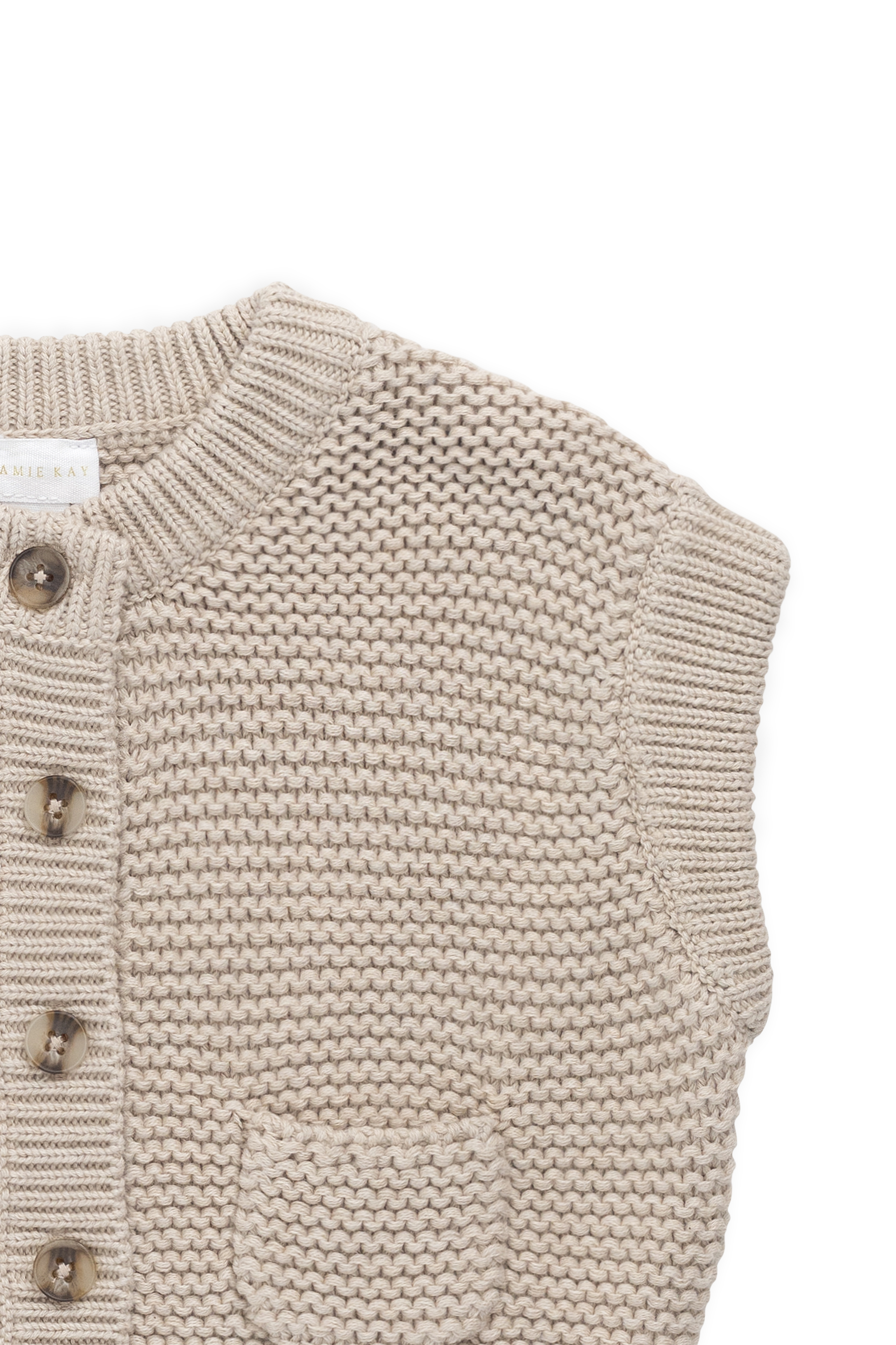 Gilet en tricot de coton uni avec fermeture boutonnée et poche pour enfants de 0 à 8 ans