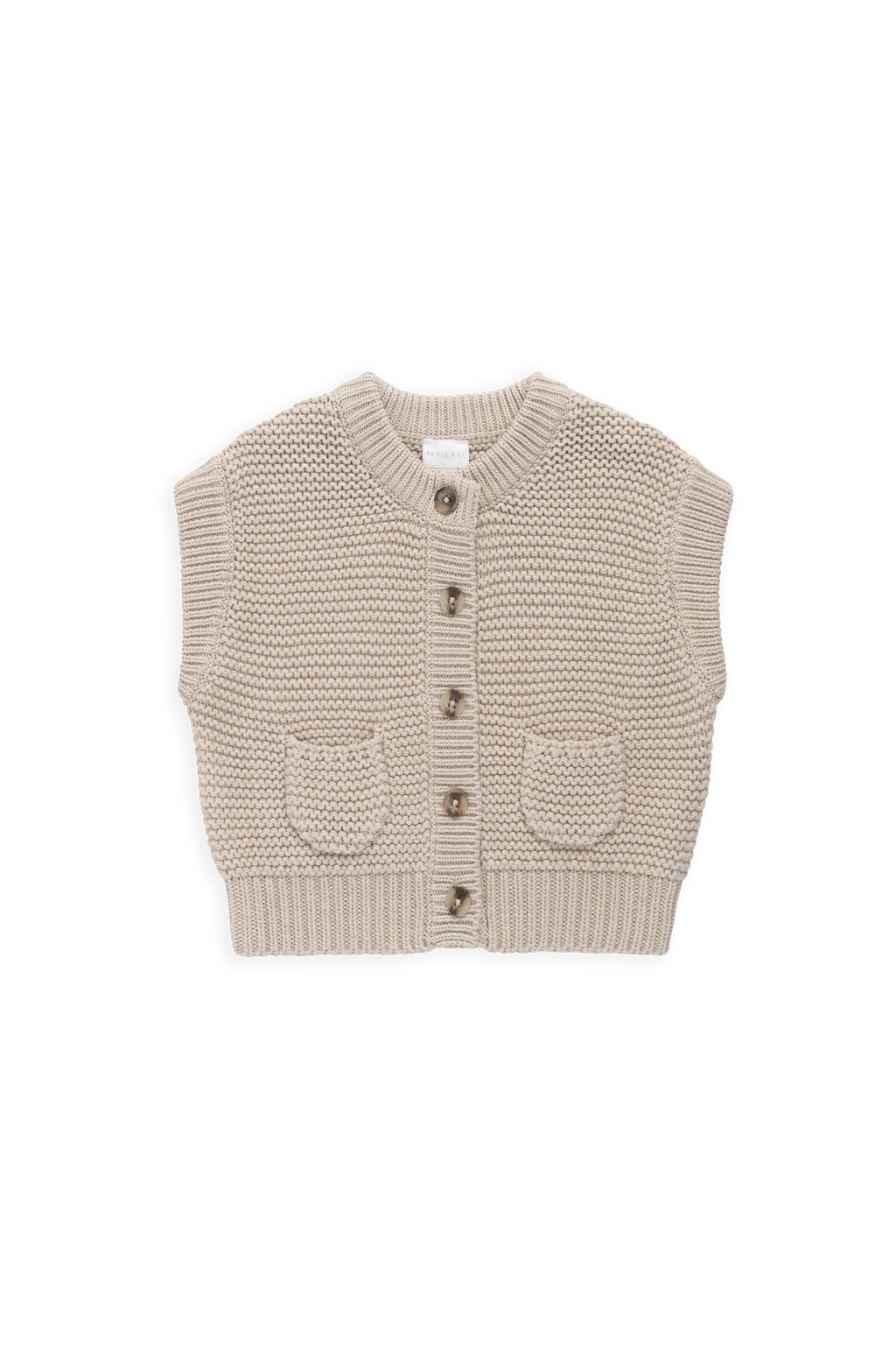 Gilet en tricot de coton uni avec fermeture boutonnée et poche pour enfants de 0 à 8 ans