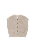 Gilet en tricot de coton uni avec fermeture boutonnée et poche pour enfants de 0 à 8 ans