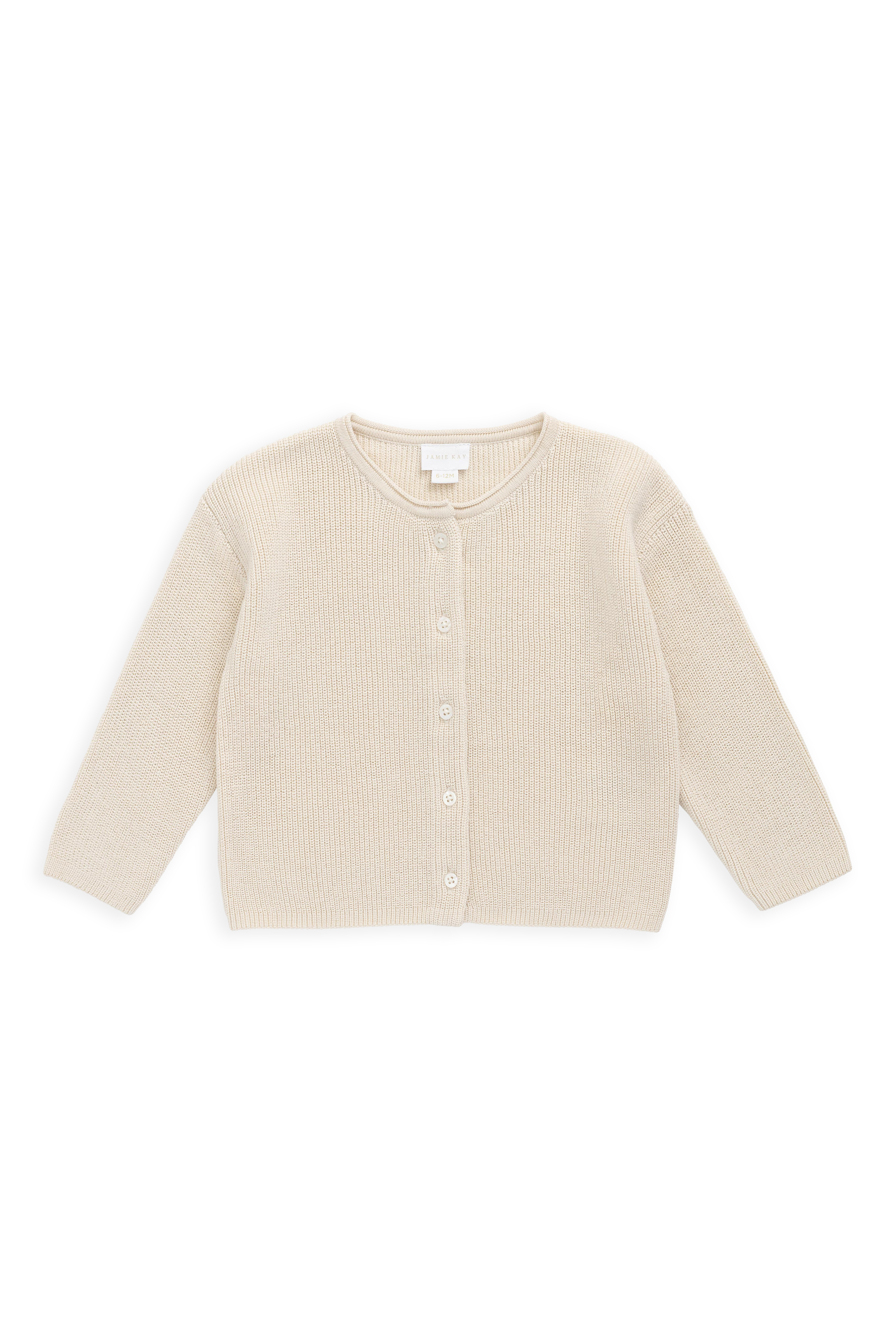 Gilet intemporel en maille de coton unie neutre, boutonné sur le devant pour être superposé 0M–10A