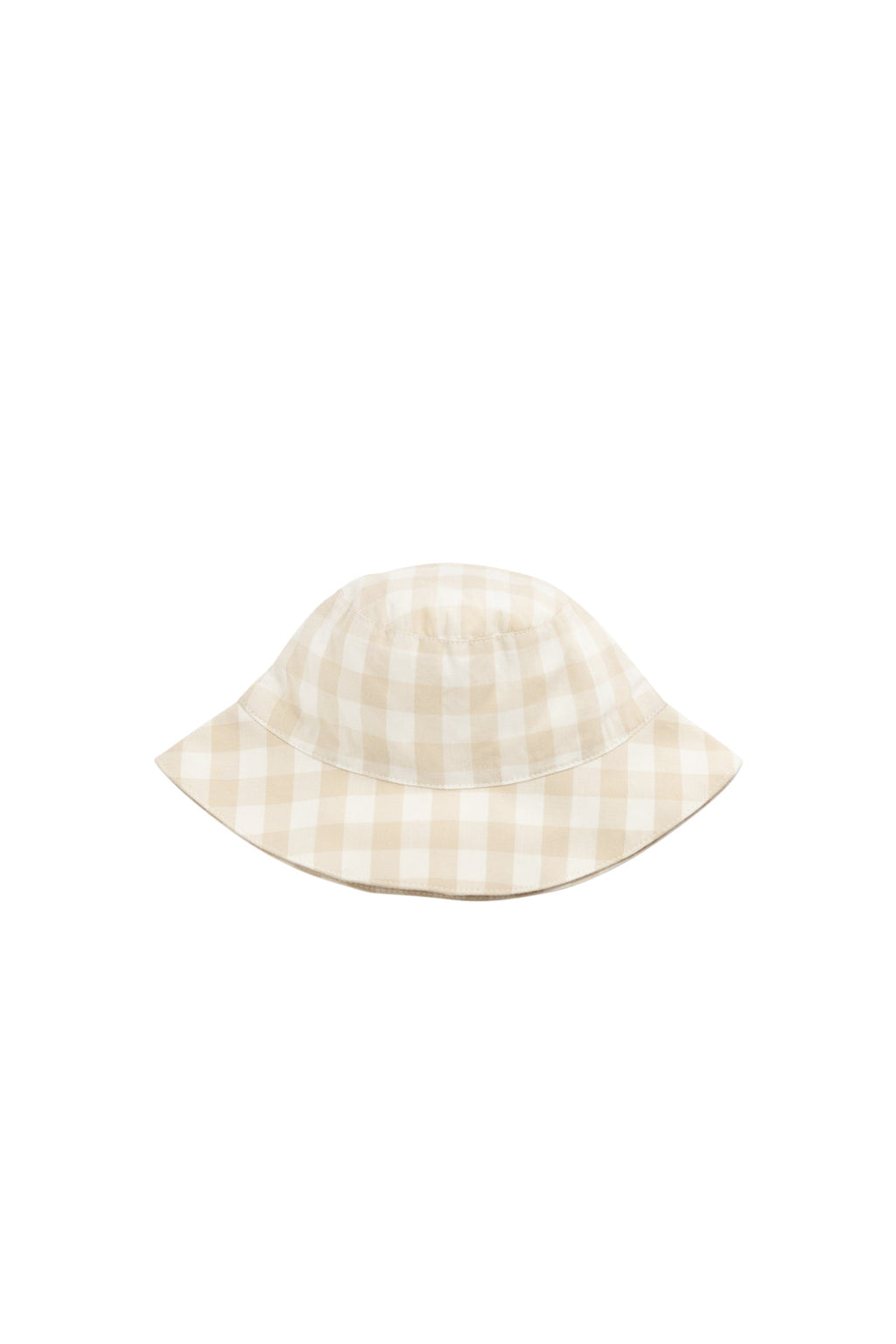 Bob en coton biologique à carreaux vichy kaki pâle classique avec bord souple et protection solaire pour enfants