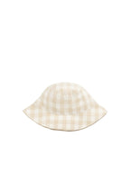 Bob en coton biologique à carreaux vichy kaki pâle classique avec bord souple et protection solaire pour enfants