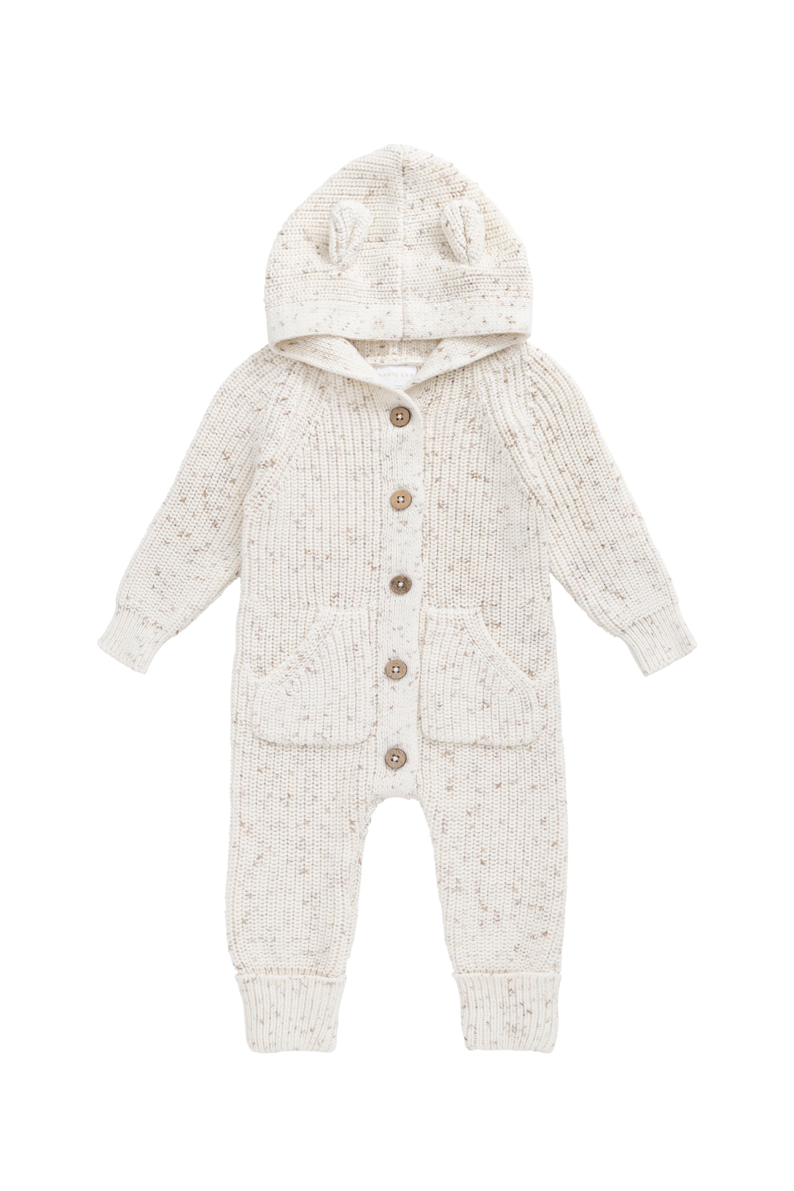 Grenouillère en maille unie mouchetée de pistache fraîche en coton avec fermeture à pression Chaleur douillette pour bébés de 0 à 3 ans