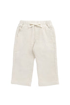 Pantalon décontracté en coton uni coloris avoine avec taille élastiquée et accessoires sans nickel pour enfants de 6 mois à 8 ans