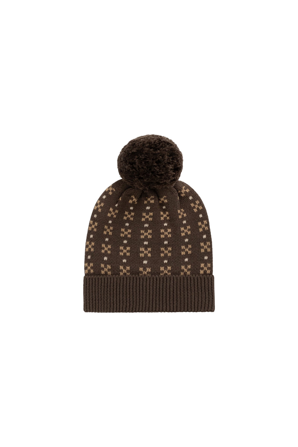 Bonnet tricoté en coton à imprimé Fairisle « Earthy Desert Palm » avec coupe structurée pour bébés et enfants