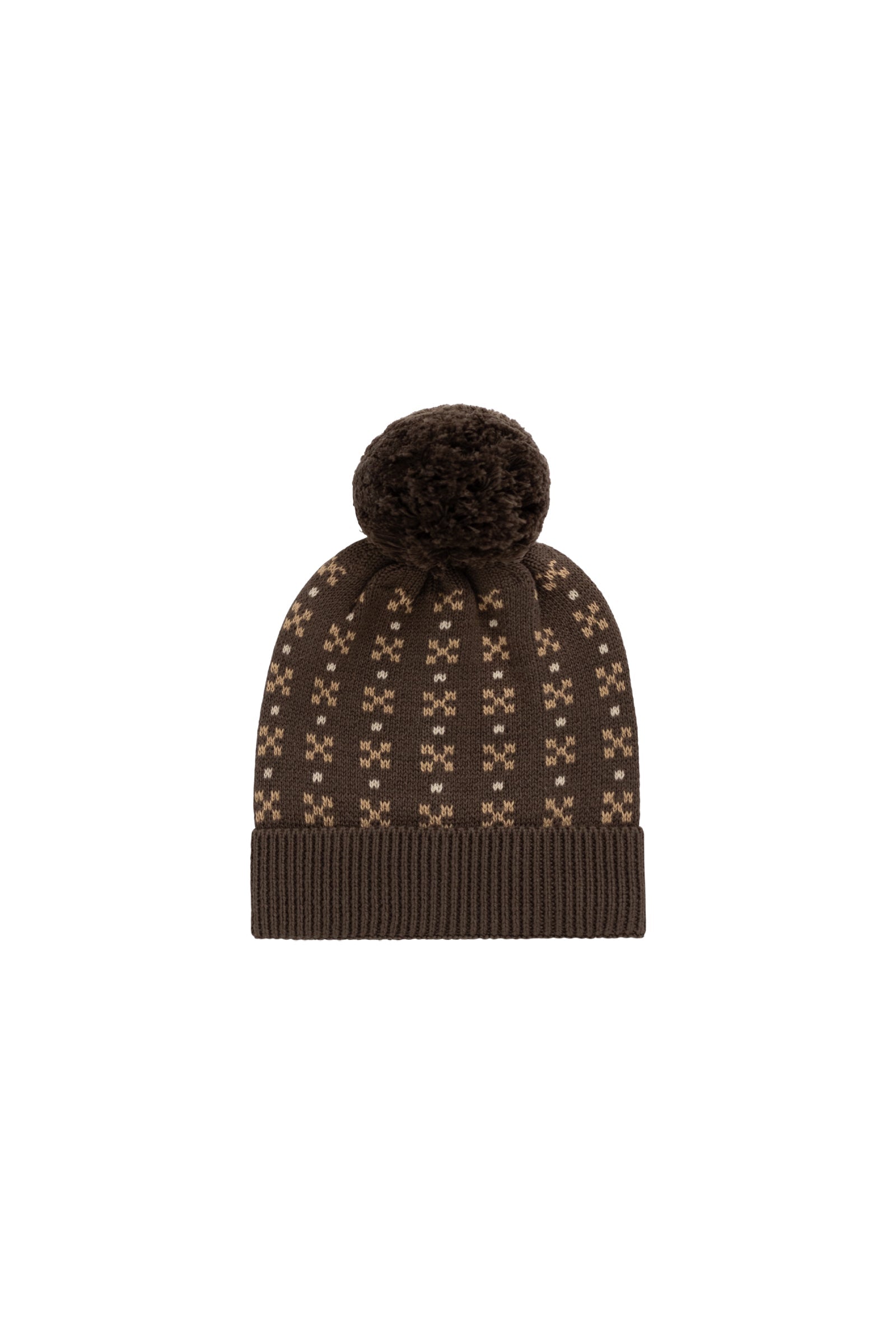 Bonnet tricoté en coton à imprimé Fairisle « Earthy Desert Palm » avec coupe structurée pour bébés et enfants