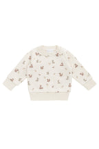 Sweat-shirt décontracté unisexe en coton bio imprimé Forêt et Amis, avec boutons sur l'épaule pour enfants de 0 à 8 ans