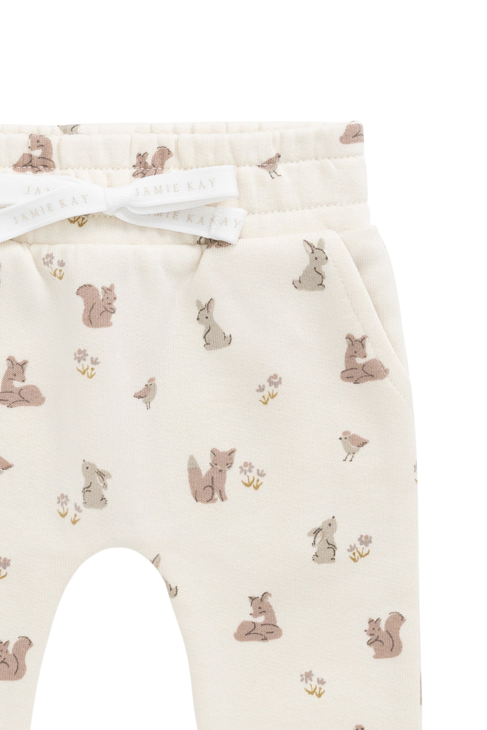 Pantalon de jogging en coton biologique pour enfants 0-8 ans, imprimé « Amis de la forêt », ludique et neutre, avec taille élastique