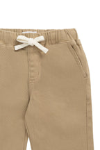 Pantalon en coton uni rotin naturel avec taille élastique et élasticité douce pour enfants de 6 mois à 8 ans