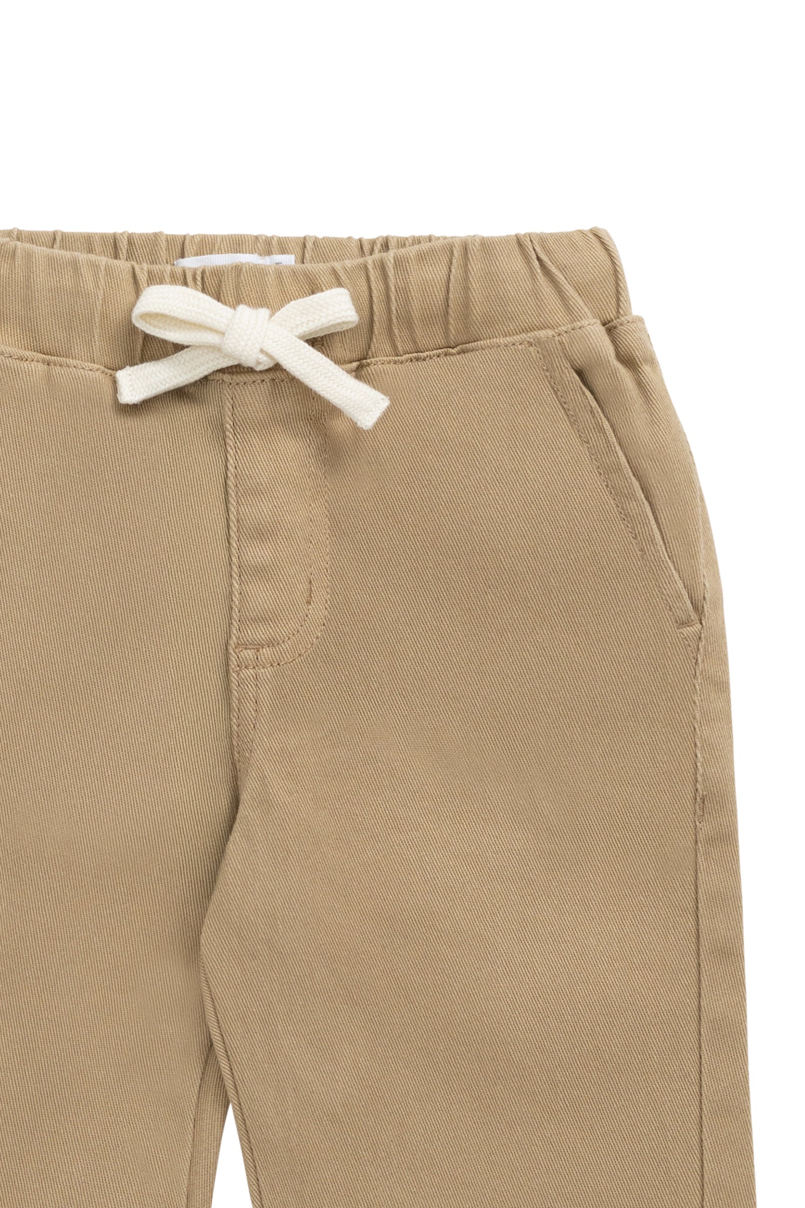 Pantalon en coton uni rotin naturel avec taille élastique et élasticité douce pour enfants de 6 mois à 8 ans