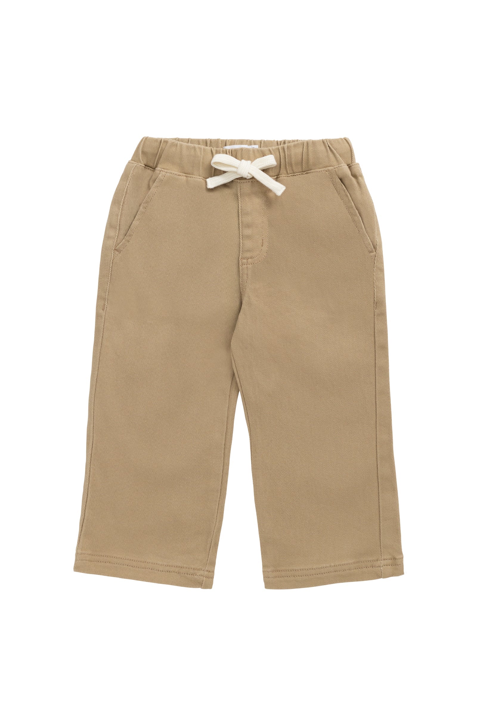 Pantalon en coton uni rotin naturel avec taille élastique et élasticité douce pour enfants de 6 mois à 8 ans
