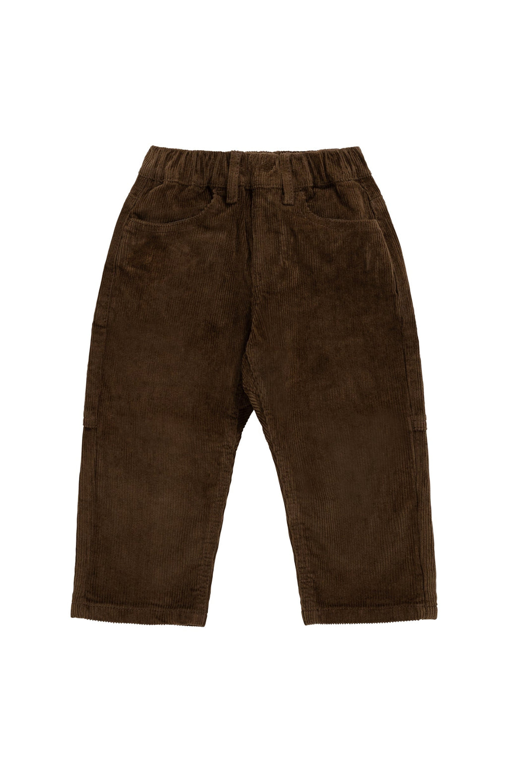 Pantalon Classique en Coton Uni Espresso avec Taille Élastique Confort Extensible pour Enfants 6M–8A