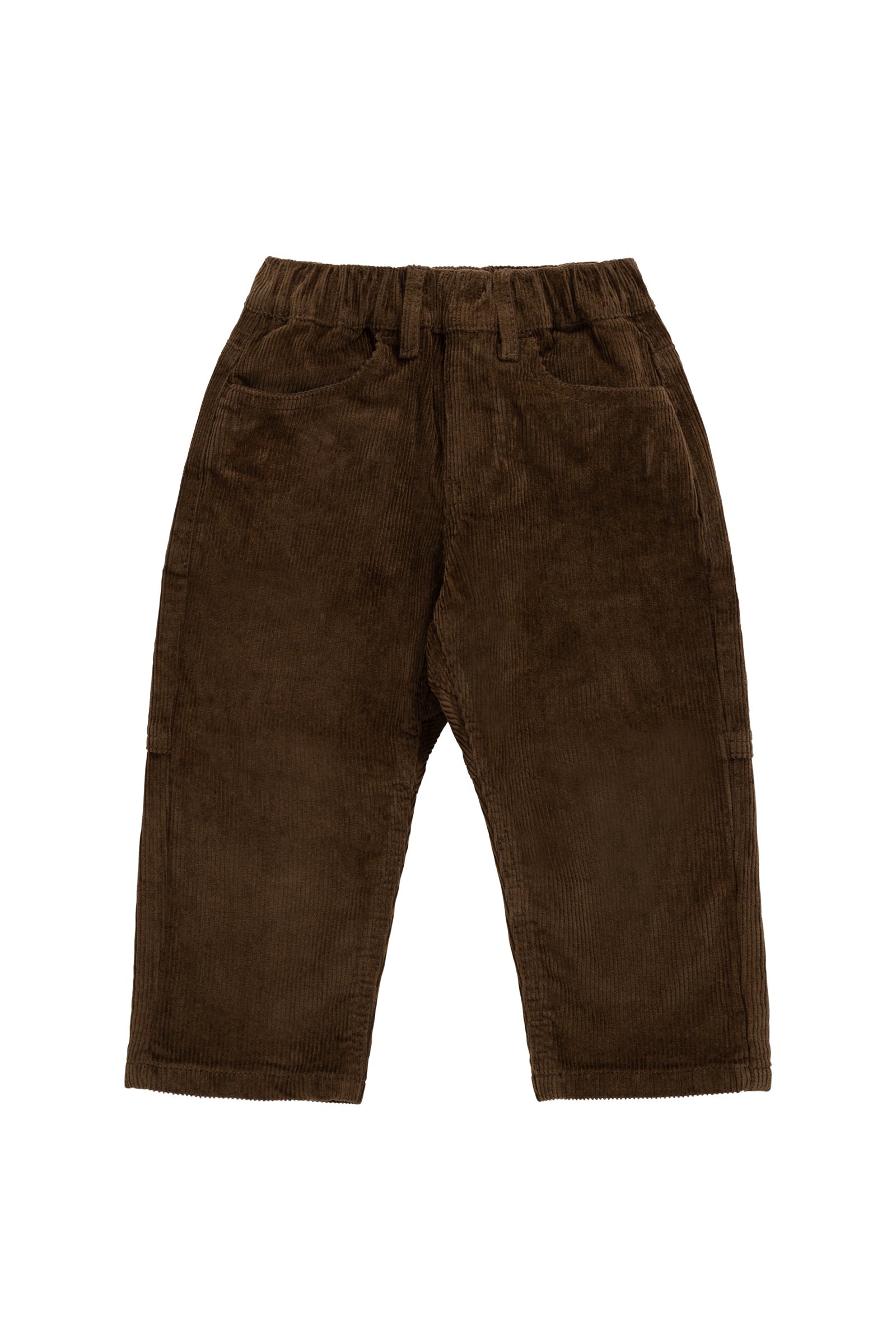 Pantalon Classique en Coton Uni Espresso avec Taille Élastique Confort Extensible pour Enfants 6M–8A