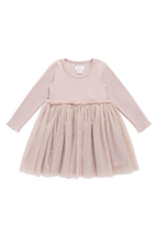 Robe en coton romantique rose à petits cœurs, manches longues et jupe en tulle pour occasions spéciales, filles 6M-8A
