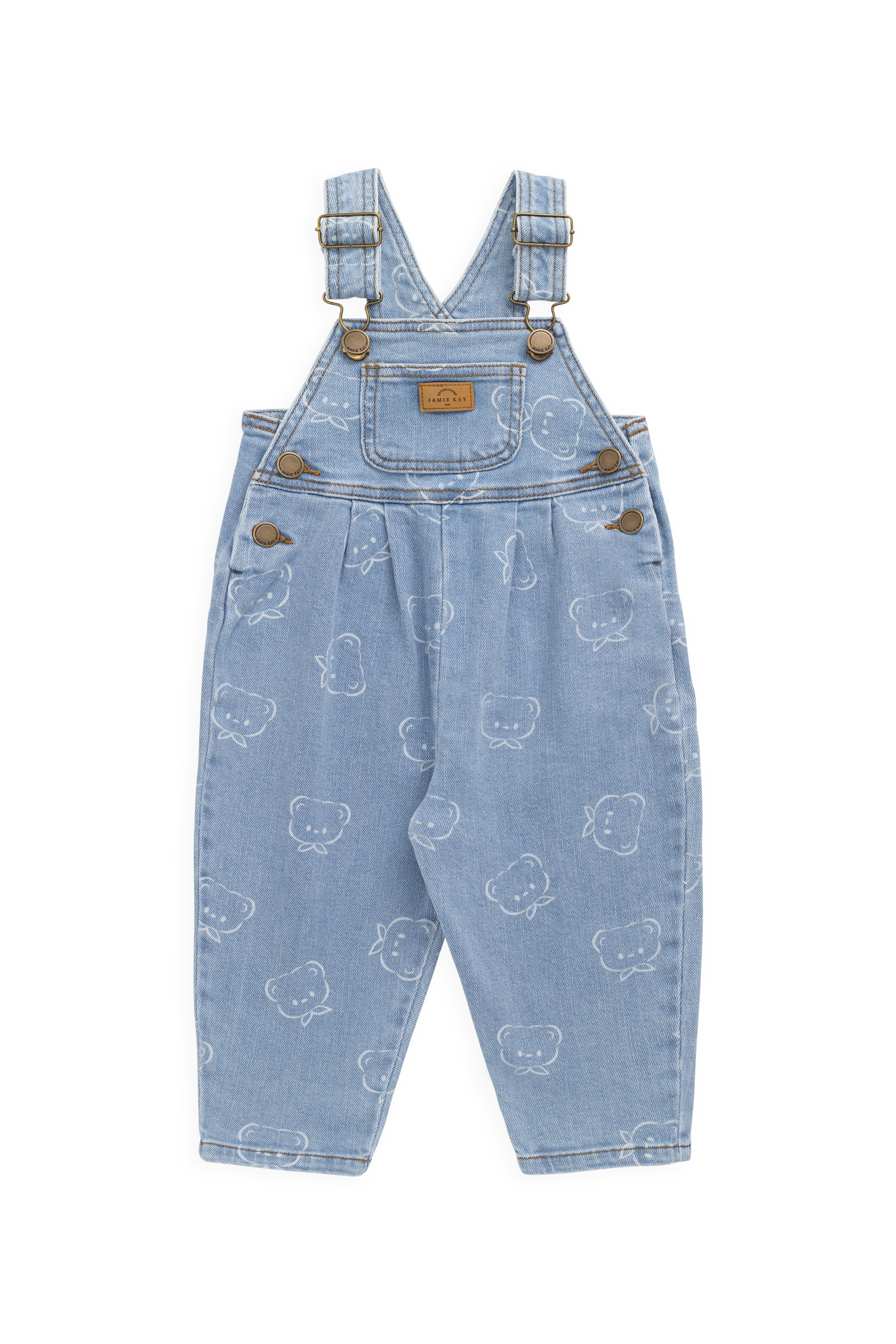 Salopette décontractée en jean imprimé coton bleu clair avec bretelles réglables et poche bavette pour enfants 6M-6Y