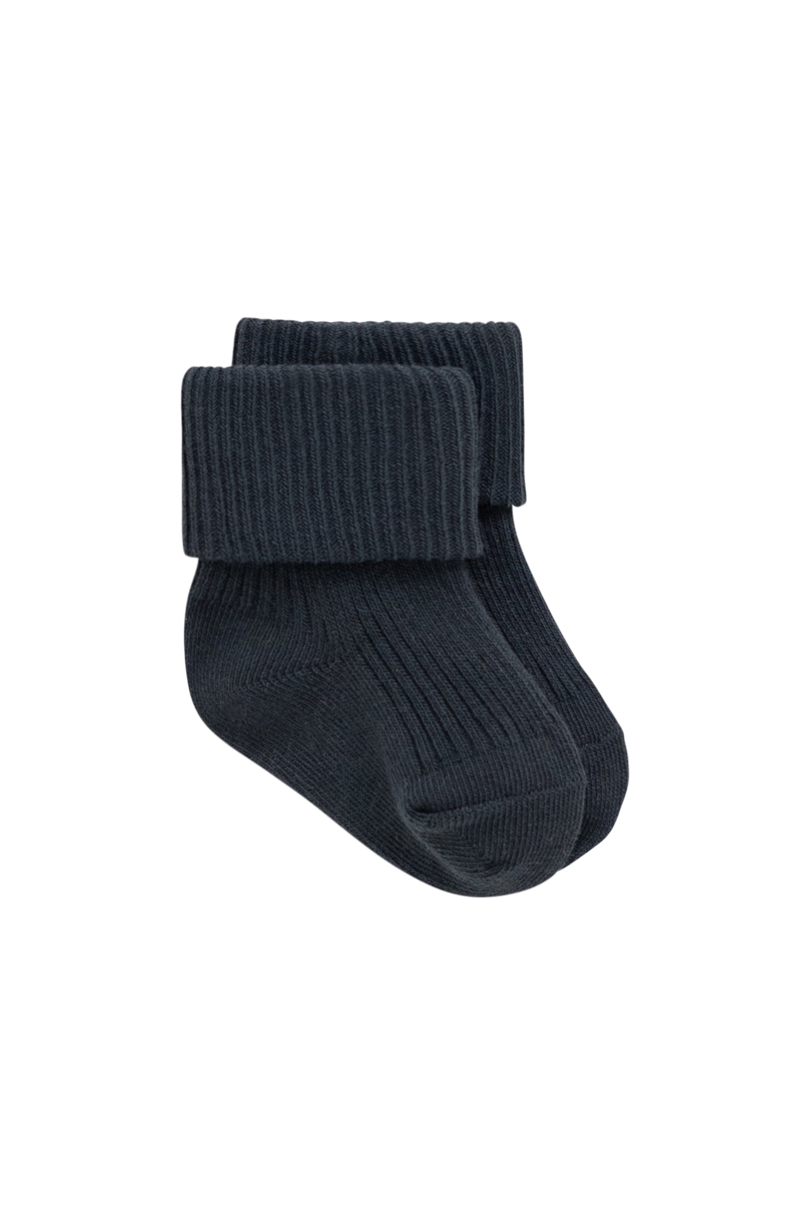 Chaussettes en coton côtelé unies bleu atlantique classique avec mélange respirant extensible pour enfants de 0 à 8 ans