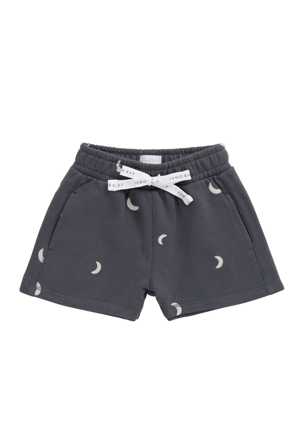 Short en coton biologique avec imprimé croissant de lune islandais, taille élastique et extensibilité douce pour enfants de 6 mois à 8 ans