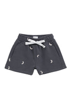 Short en coton biologique avec imprimé croissant de lune islandais, taille élastique et extensibilité douce pour enfants de 6 mois à 8 ans