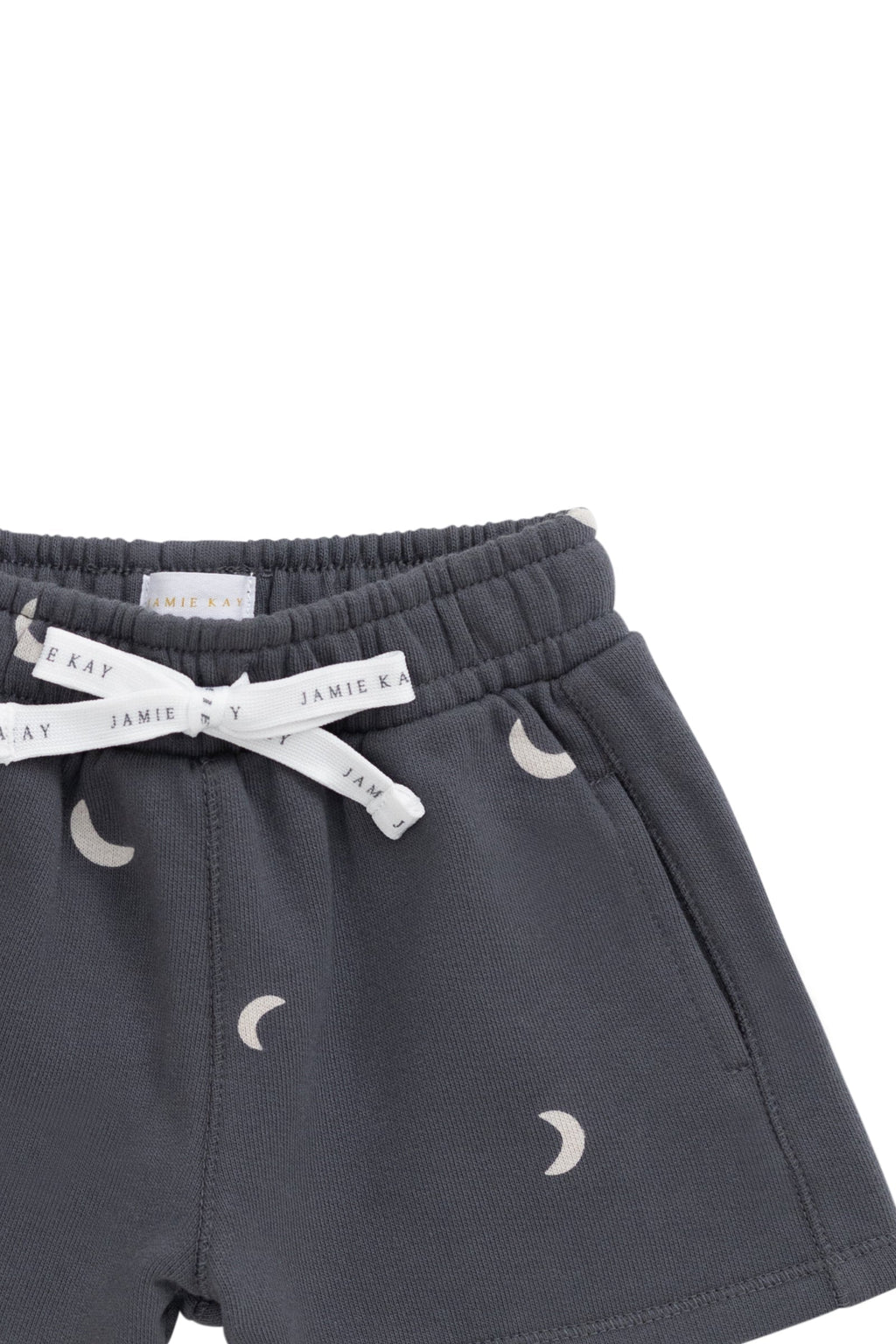 Short en coton biologique avec imprimé croissant de lune islandais, taille élastique et extensibilité douce pour enfants de 6 mois à 8 ans