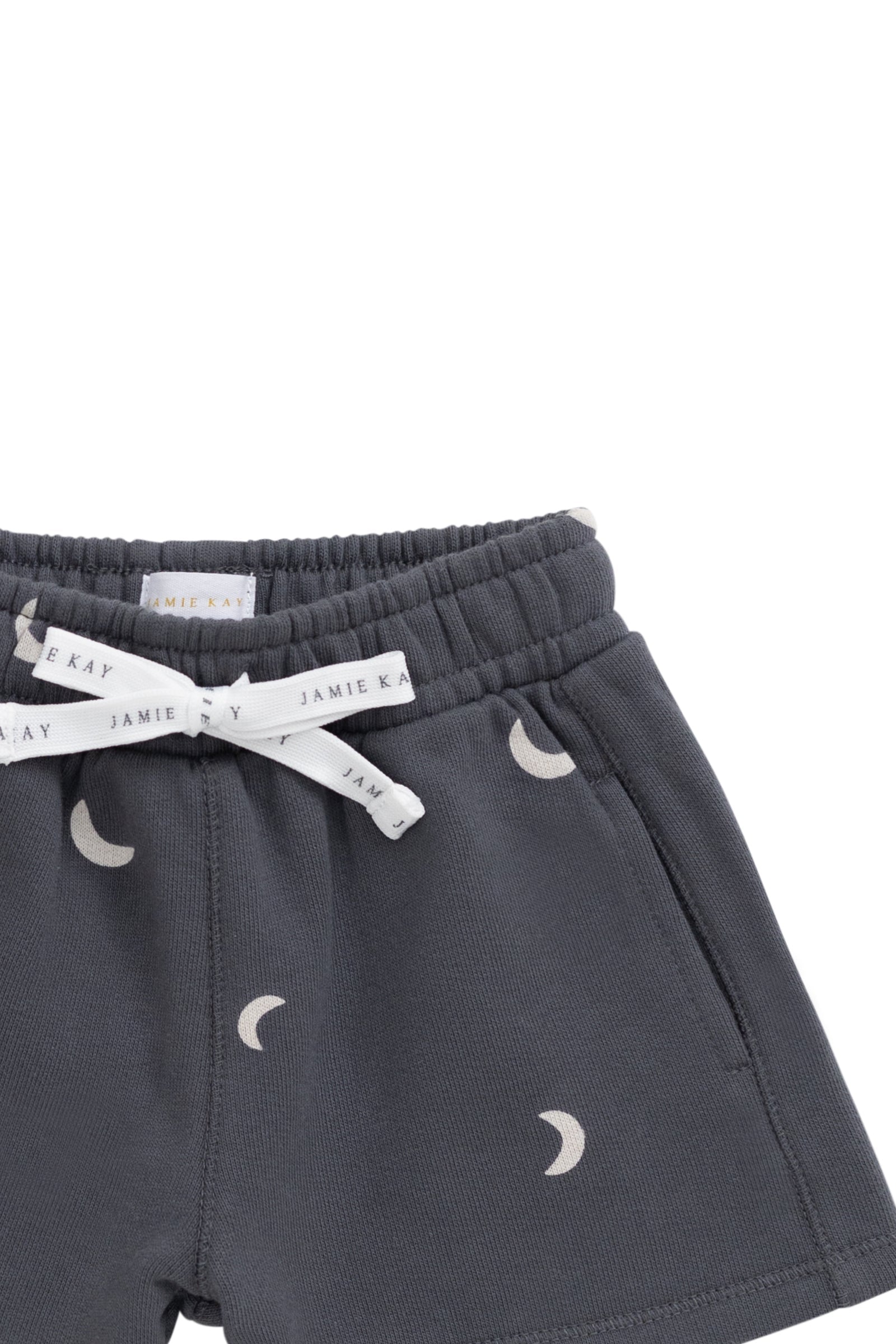 Short en coton biologique avec imprimé croissant de lune islandais, taille élastique et extensibilité douce pour enfants de 6 mois à 8 ans