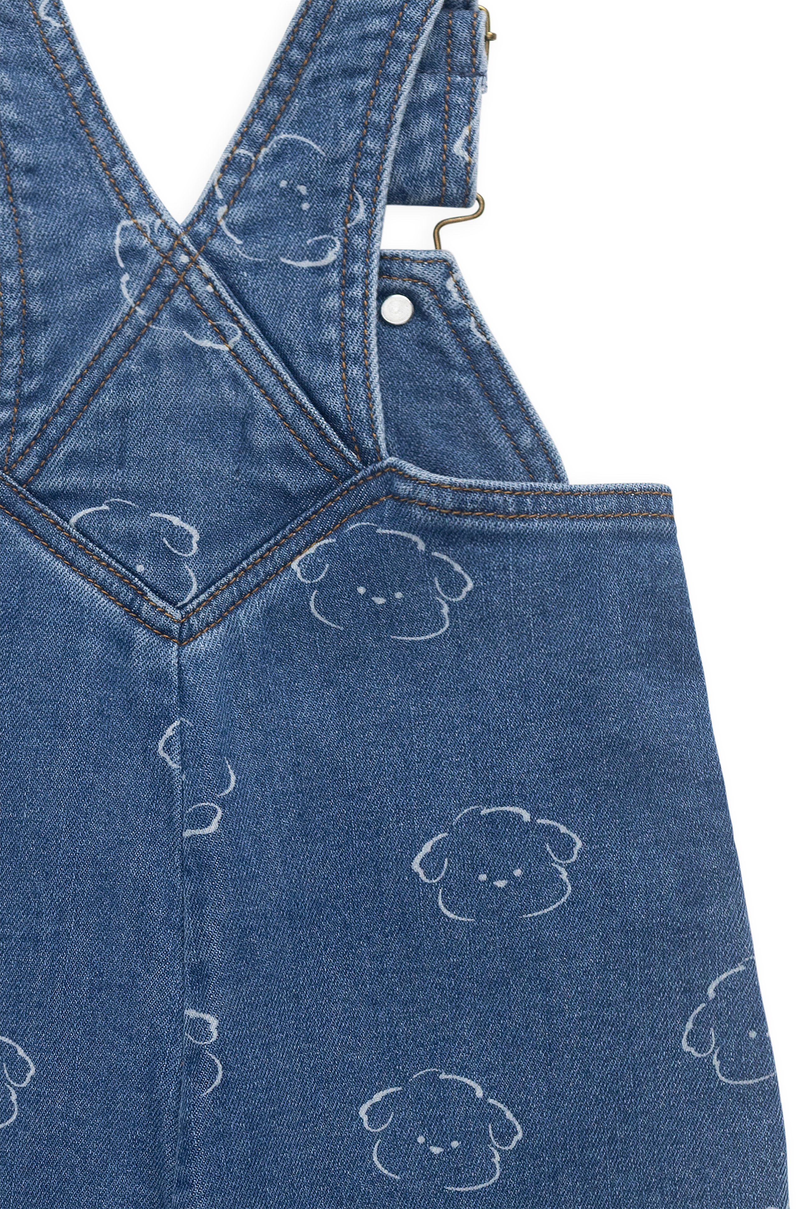 Salopette en jean décontractée en coton imprimé brodé à bretelles réglables, coupe décontractée pour enfants de 6 mois à 6 ans