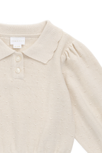 Pull en tricot uni classique et neutre en coton avec col et manches ballon pour filles 6 mois-8 ans