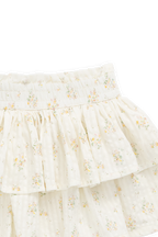 Jupe étagée en coton biologique à imprimé floral parchemin romantique avec design superposé féminin pour filles 6M–10A