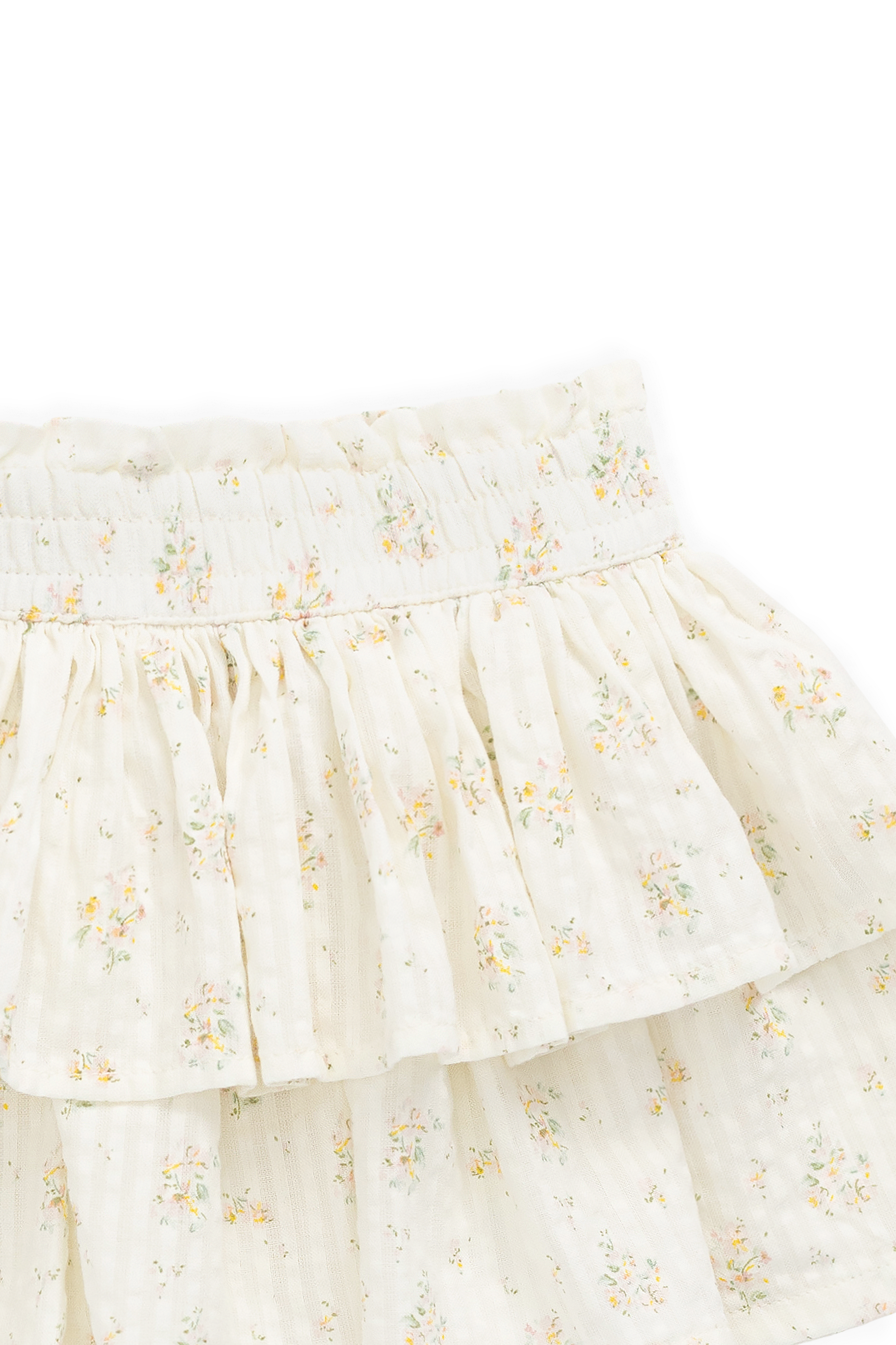 Jupe étagée en coton biologique à imprimé floral parchemin romantique avec design superposé féminin pour filles 6M–10A