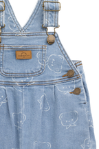 Salopette décontractée en jean imprimé coton bleu clair avec bretelles réglables et poche bavette pour enfants 6M-6Y